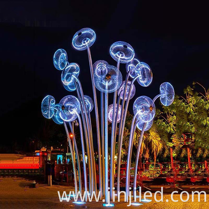 Jellyfish Sculpture Iron Landscape Design Lamp
